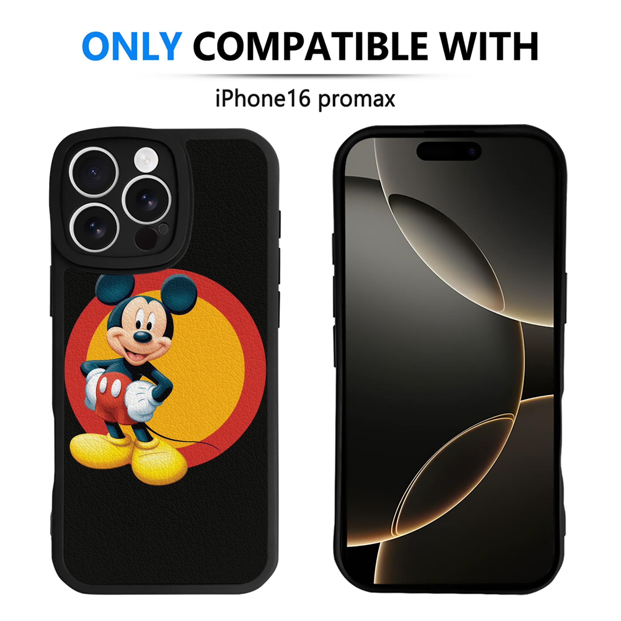 （画像用） ミッキーマウス Mickey Mouse 【iPhone 16シリーズ対応】シリコンスマホケース（レザー調） 材質：シリコン